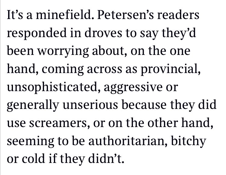 Exclamation marks are a feminist issue, apparently.  

From a piece in the Times by feedback editor Rose Wild aka <a href="/timesarchive/">Rose Wild</a>