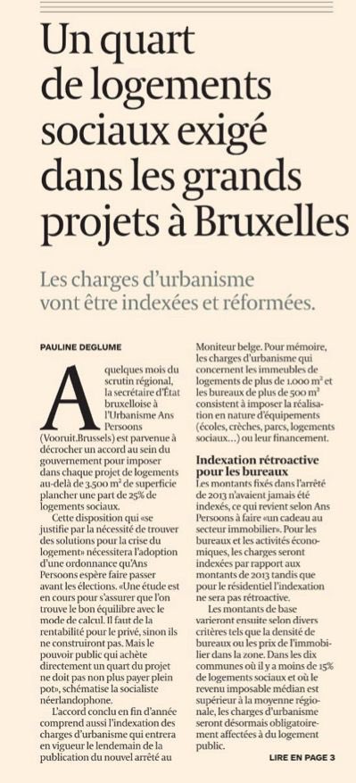 Le visage d’une ville est le début de son dvlpt. + personne ne va construire à Bxl. Le nombre de nvx logements en 22 et en 23 est déjà faible. Et il faut toujours + de temps pour un permis à Bxl. Ceci est mauvais pour la rénovation et pour les + démunis. La crise du logement 3.0.