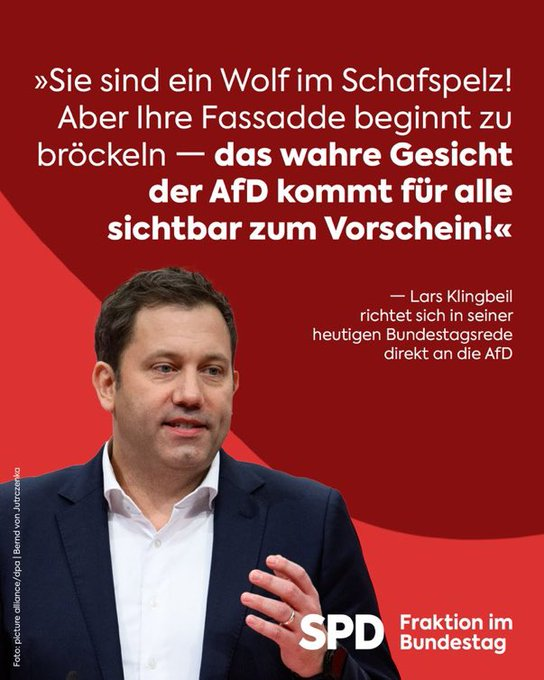 Der Aufschrei gegen die AfD wäre glaubwürdiger, hätte man nicht bei manchen Sozis+Grünen, die besonders laut schreien, den Eindruck, sie wollten von ihrem eigenen Versagen ablenken. Antifa als Mittel, die eigenen Leute zu mobilisieren und eine 'Einheitsfront' zu schmieden.