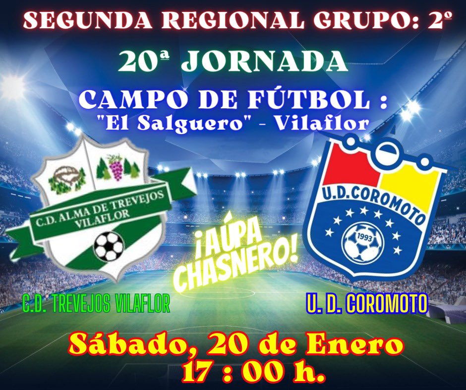 CdTrevejos's tweet photo. 🟢𝐌𝐀𝐓𝐂𝐇 𝐃𝐀𝐘🟢

🏆 Jornada 20- Segunda Regional G2
🆚 UD. Coromoto
⌚️ 17:00 
🏟️ El Salguero

#ApartamentosVirginia
#ElLagardeChasna #Galigourmetten https://t.co/DRyaFBO5Tl