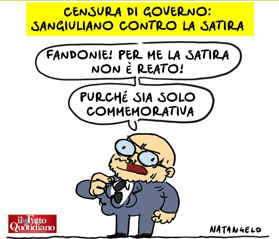 Reato di satira, il ministro nega- la mia vignetta per Il Fatto Quotidiano oggi in edicola! 
#sangiuliano #virginiaraffaele #ungiornodapecora #beatricevenezi @fattoquotidiano #vignetta #fumetto #memeitaliani #umorismo #satira #humor #natangelo