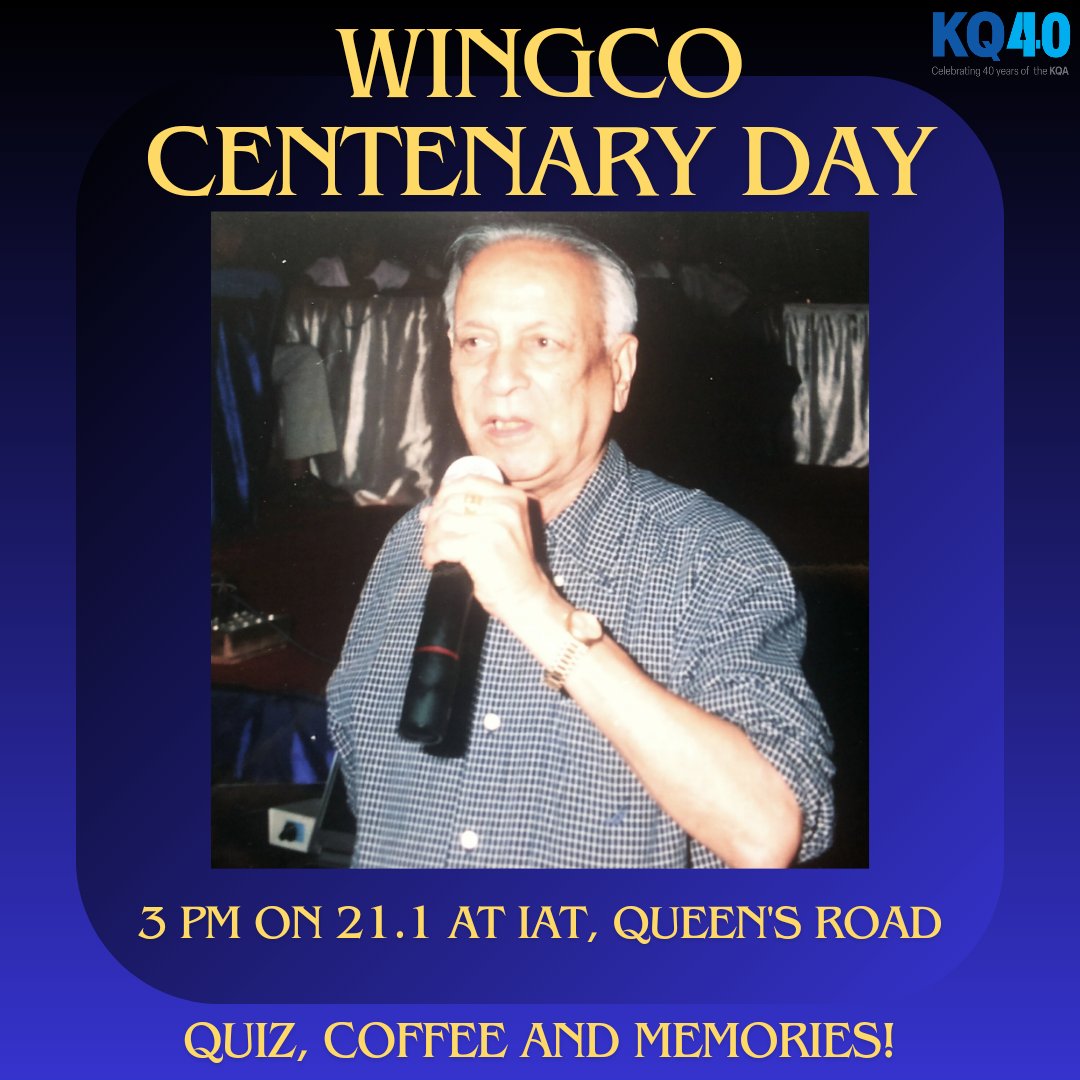 2024 is the 100th year of Wing Commander G.R. Mulky, who founded both Sursagar and the KQA

KQA will hold a fellowship event to commemorate him at *3 PM on Sunday, 21 Jan at IAT, Queen's Road

Program:
1. Memories of Wingco
2. Wingco Style-a short quiz 
3. Coffee

All are welcome
