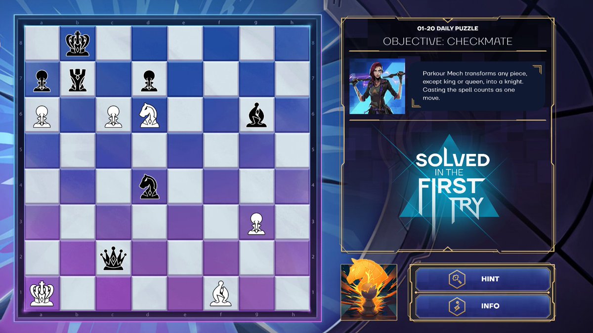 AnichessGame's tweet photo. Mate in 2 with the Parkour Mech spell.
Could you solve it at your first try?😉
Daily puzzles at https://t.co/dPDBai1847
#chesswithadropofmagic #APuzzleADay https://t.co/eDBxTfz9l7