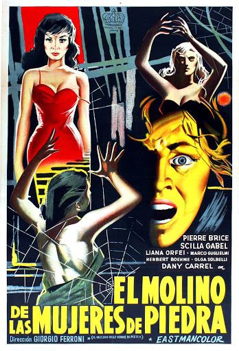 Spanish film poster for #MillOfTheStoneWomen (1960 - Dir. #GiorgioFerroni) #PierreBruce #ScillaGabel