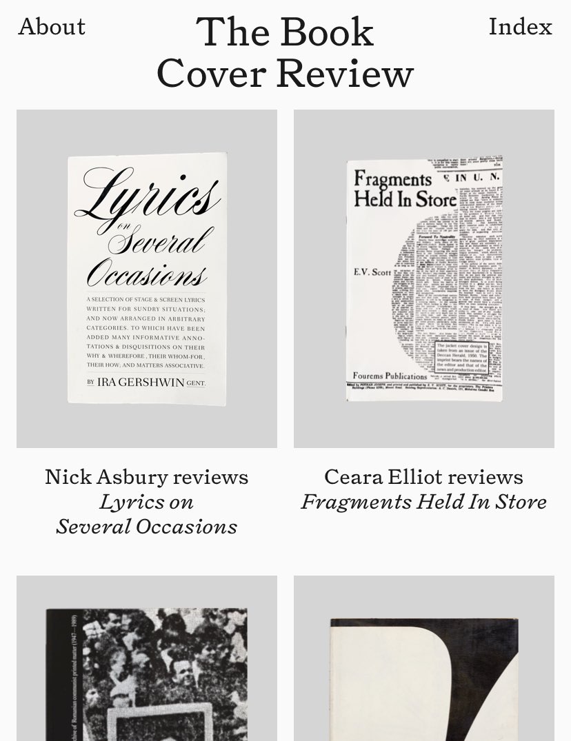 Check out my review of Ira Gershwin, along with many other thoughtful judgements of books by their covers. All expertly curated by the master <a href="/typeasimage/">David Pearson</a> and the designer’s writer Mark Sinclair. bookcoverreview.co.uk/reviews/lyrics…