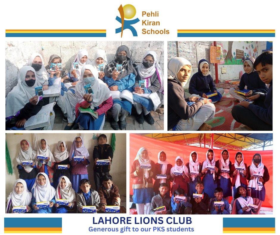PK_Schools's tweet photo. Our happy students with their new supplies! We are sincerely grateful to the Lahore Grace Ladies Lions Club for thoughtfully supplying essential learning materials like geometry boxes and calculators to our Pehli Kiran students, crucial for their Federal Board Exams preparation. https://t.co/0ZqiyTel7D