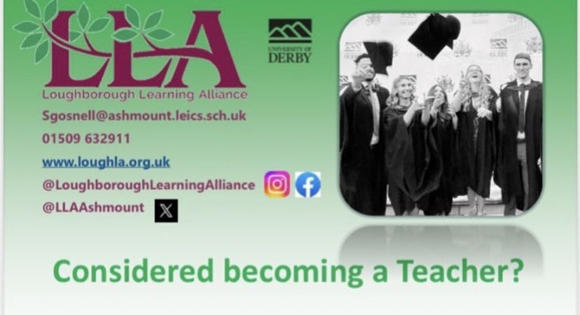 Come and join us today at <a href="/DerbyUni/">University of Derby</a> for more information on Teacher Training! We will be there from 12-3pm! Looking forward to meeting you!
