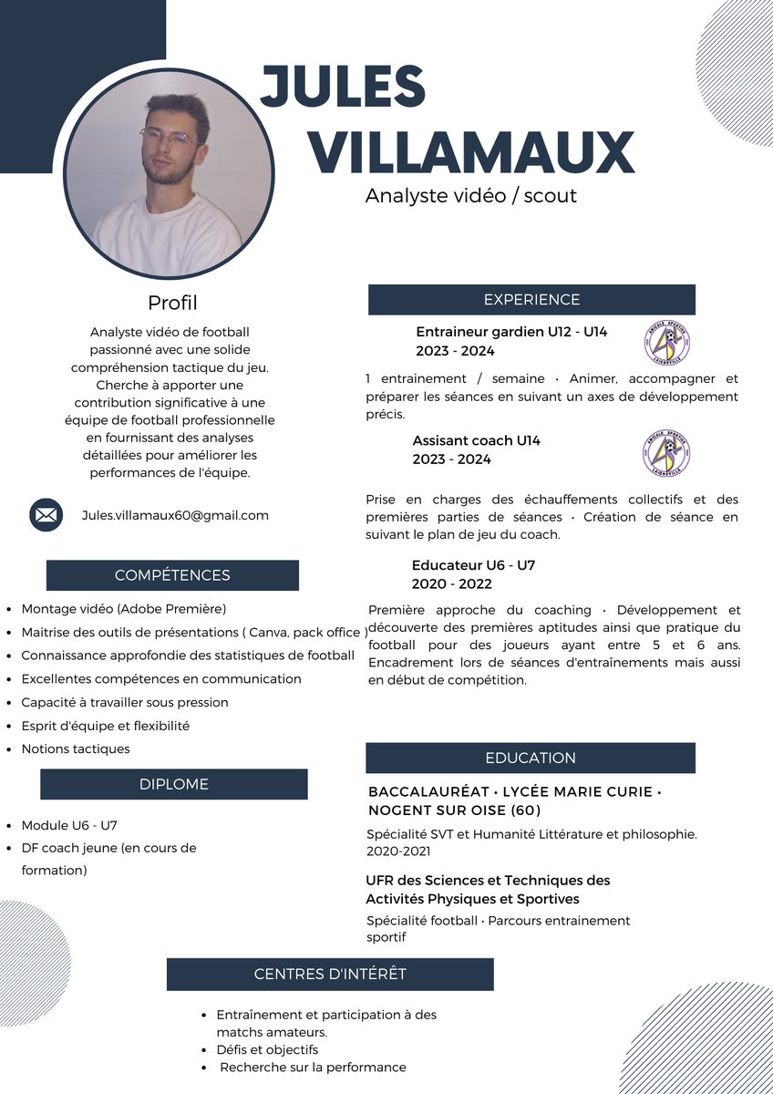 Juvill_'s tweet image. Il paraît que Twitter fait des miracles, alors je tente ! 🚀

Passionné de football et aspirant à devenir analyste vidéo, je recherche quelqu'un sur le terrain pour apprendre et grandir dans ce monde. 📊⚽️

 Si vous avez des conseils ou des contacts, n'hésitez pas à partager !