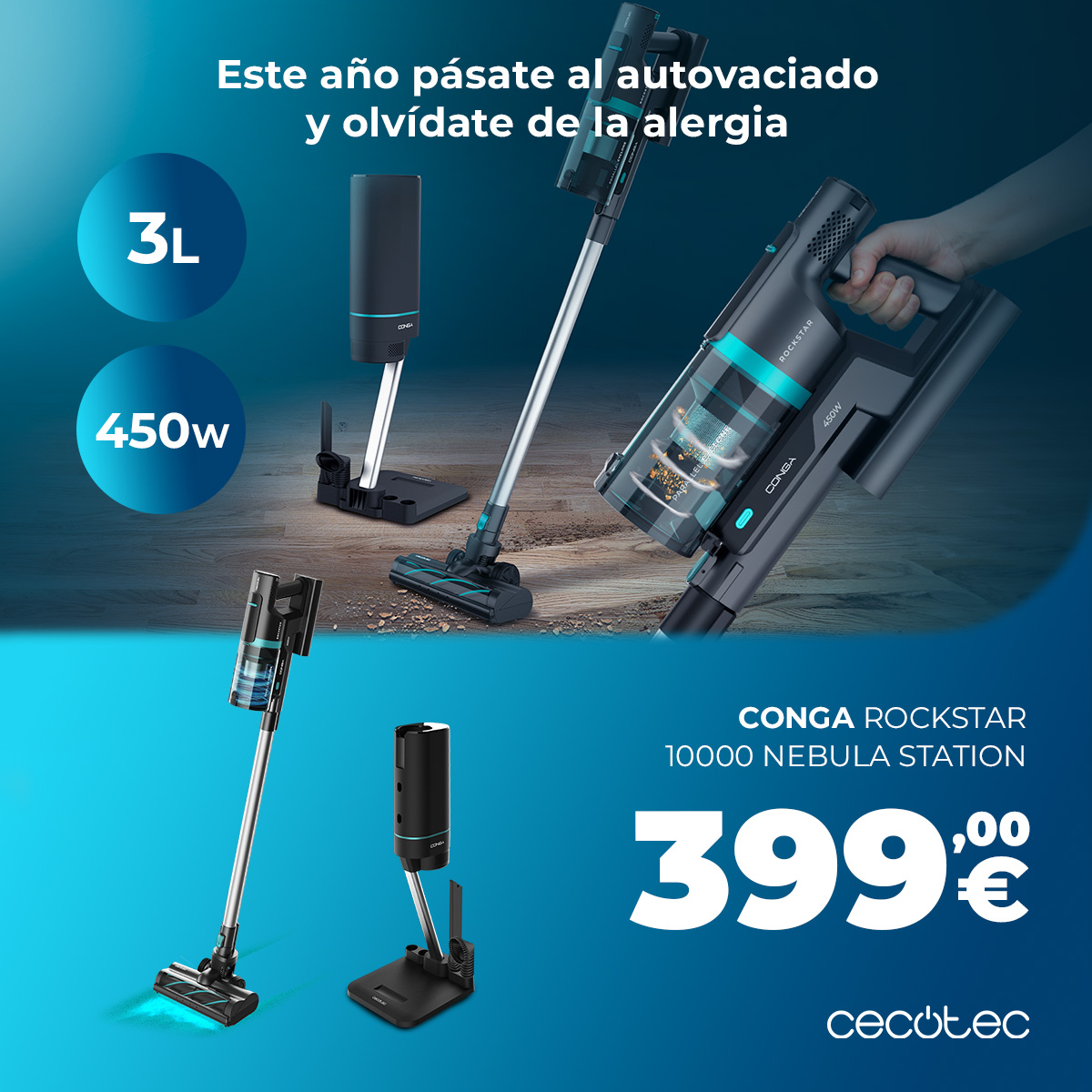 CECOTECoficial's tweet photo. 🙌🏻 #NOVEDAD 🙌🏻 ¡Descubre nuestra nueva #Conga Rockstar 10000 Nebula Station! 🚀🧹 Este #aspiradorescoba #sincables #nibolsa es la combinación #perfecta de #potencia, #autonomía y #comodidad 🤭

Más info aquí 👉🏻 https://t.co/Nl4NZFjRkV https://t.co/c5mxkMDxEX