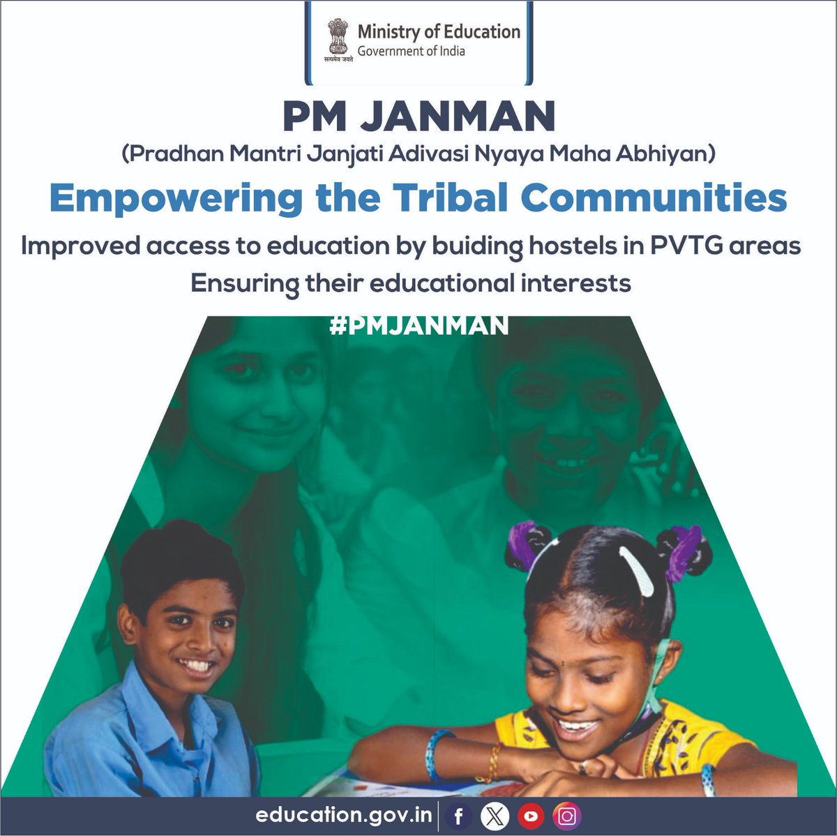 #PMJANMAN, a visionary initiative for tribal welfare, focuses on educational empowerment for Particularly Vulnerable Tribal Groups (PVTGs). To enhance education access, the Department of School Education & Literacy, Ministry of Education leads the way by constructing and managing…