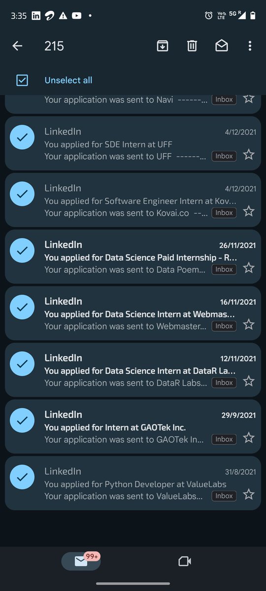 Before I delete this - these were only applications with the Easy Apply button on LinkedIn, before every job role started  having the button.

#offcampus