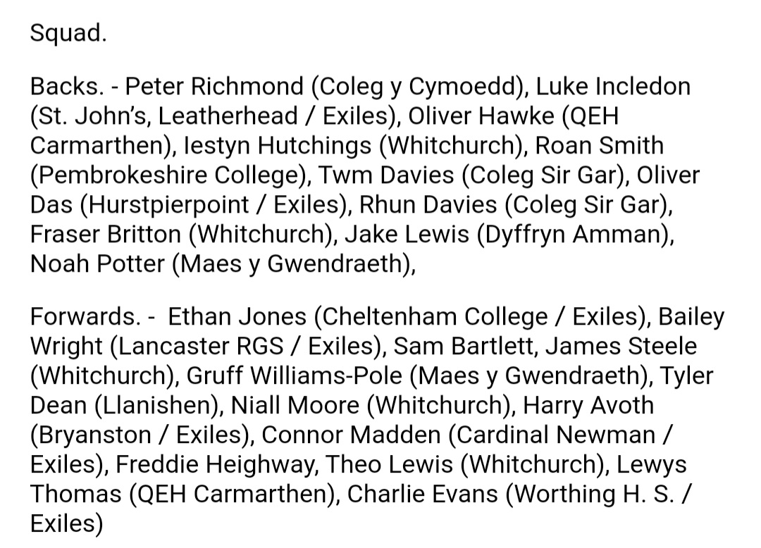 Llongyfarchiadau i Noah Potter,Griff Williams-Poles a Twm Davies (cyn disgybl) ar gael eu dewis i gynrychioli'r @AcciesRugby yn erbyn Millfield heddiw. Hyfryd i weld 3 disgybl o'r ysgol yn cynrychioli'r ysgol ar ardal a chael y fraint i chwarae ar gae chwarae 'Gareth Edwards!'