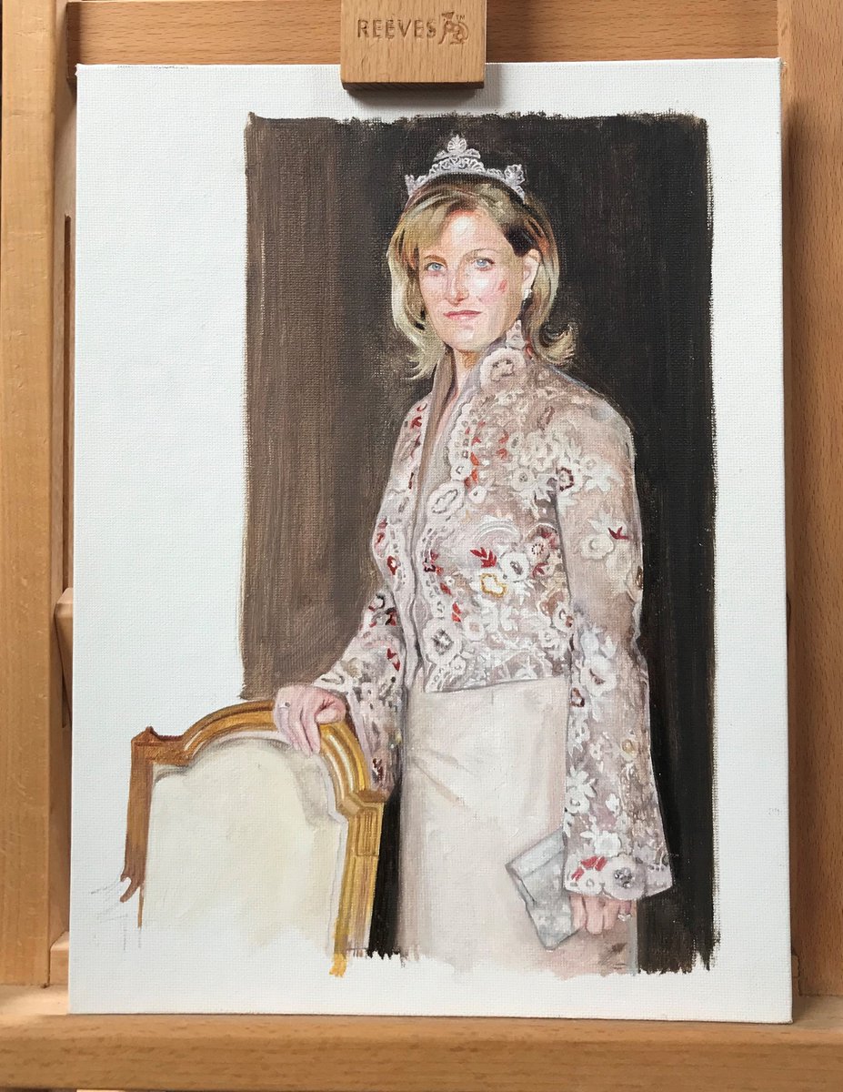 Wishing HRH The Duchess of Edinburgh a very happy birthday. My oil sketch was painted from sittings at Bagshot Park as preparatory work for an official portrait commissioned by Queen Alexandra's Royal Army Nursing Corps.