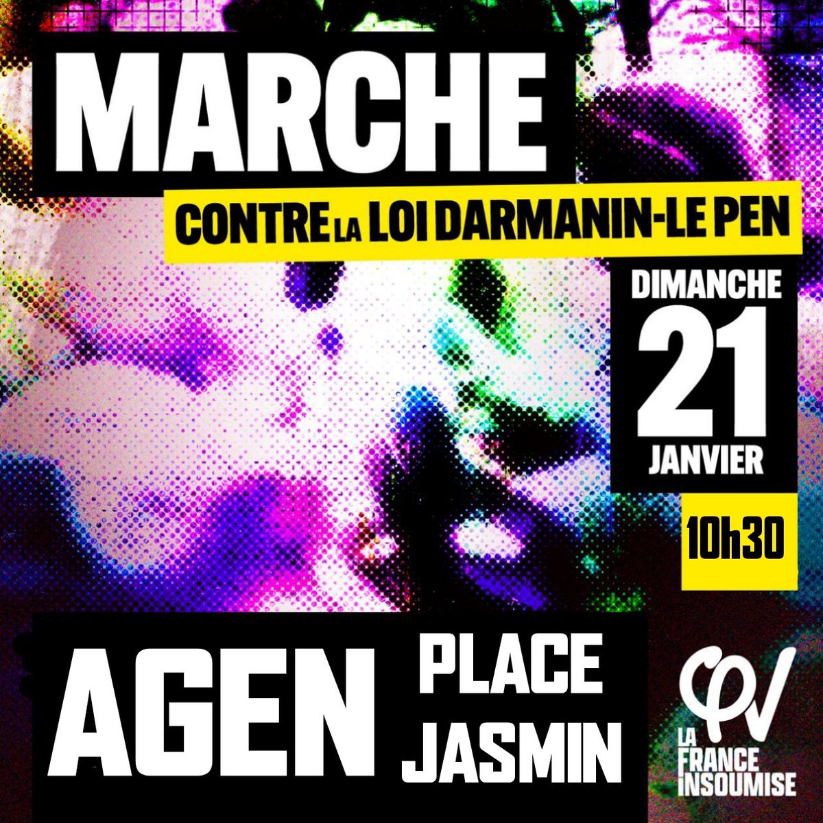 A vos agendas !
#LoiDarmanin
#21Janvier 
Marchons contre la loi #Darmanin, à AGEN, ce 21 Janvier, à 10h30 

linsoumission.fr/2024/01/19/loi…