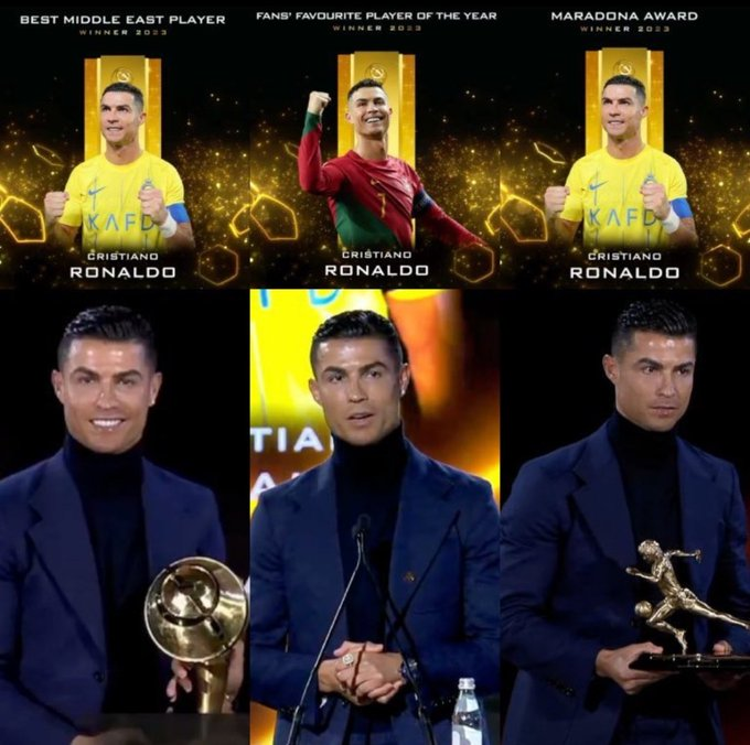 Cristiano Ronaldo has won 3 Globe Soccer Awards Yesterday 😍 EARNED, NOT GIVEN 🔥