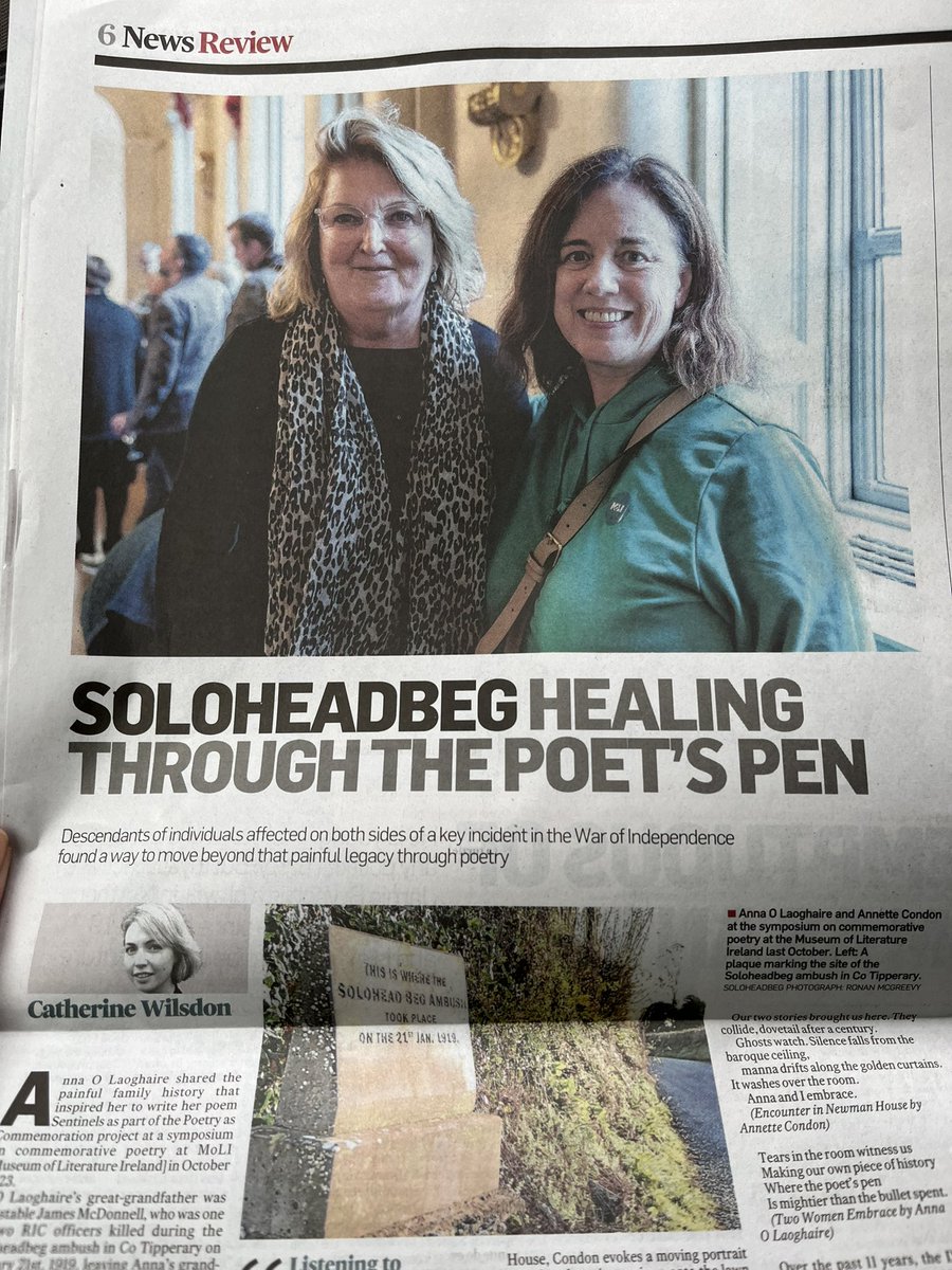 As the anniversary of the Soloheadbeg ambush approaches, we share a story of healing inspired by writers @annaolwriter & #annettecondon. Read this powerful piece in today’s @IrishTimes #decadeofcentenaries
Photo: Néstor Clemente