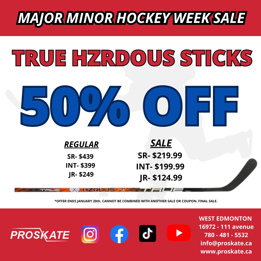 Prosk8's tweet photo. TODAY IS THE FINAL DAY OF OUR MAJOR MINOR HOCKEY WEEK SALE!!🏒

HURRY ON OVER TO PROSKATE TO CASH IN ON SAVINGS UP 50% 🤩

But hurry, only a few hours REMAIN!! ⏱️

Check out our entire collection https://t.co/0HOKMkRwWv

#ProSkate #MinorHockeyWeek #EdmontonMinorHockeyWeek #Sales https://t.co/H0xfTZA0dX