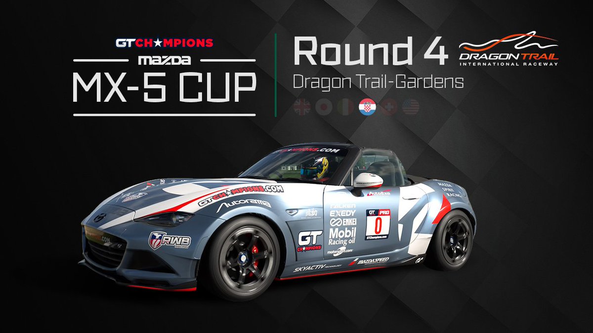 RWB_Racing's tweet photo. We are at T-minus one-hour away from the start of Round 4 of the MX-5 Cup-King Edition at Dragon trail-Gardens!

 Then head over to GTCtv to catch all the action live with commentary at 3pmEST!
https://t.co/U99rMACXw8
#TCHAMPIONS #GT7 #GTCtv @RWB_Racing https://t.co/46GeXy0aIb