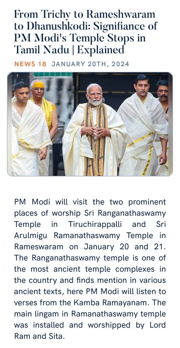 From Trichy to Rameshwaram to Dhanushkodi: Signifiance of PM Modi's Temple Stops in Tamil Nadu | Explained
news18.com/explainers/fro… via NaMo App