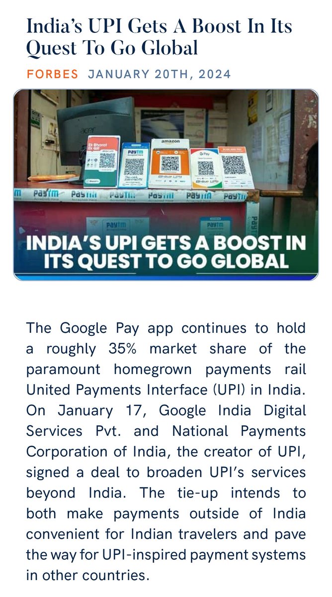 India’s UPI Gets A Boost In Its Quest To Go Global forbes.com/sites/zennonka… via NaMo App