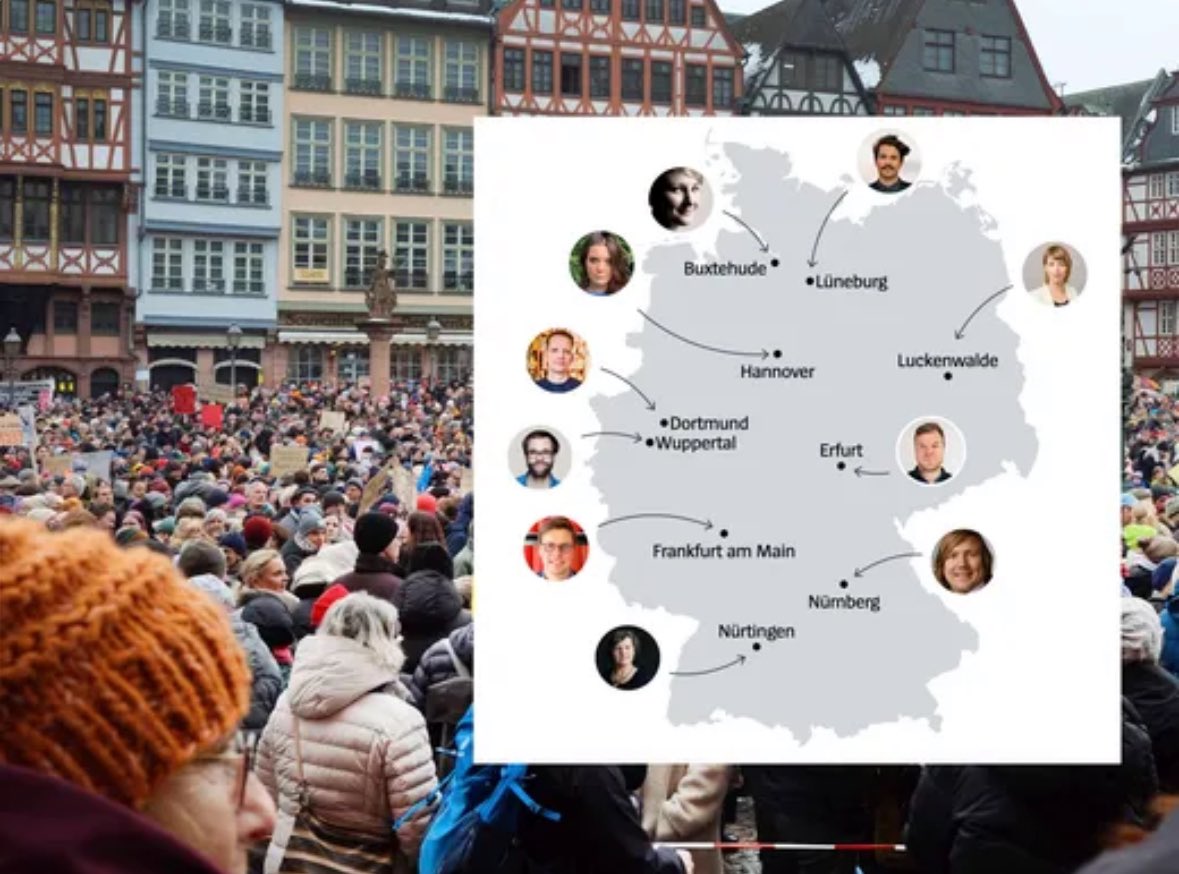 Das Geheimtreffen von Rechtsextremen treibt Tausende auf die Straße, vielerorts in Deutschland finden heute Demos statt. @derspiegel ist mit zehn Reporterïnnen unterwegs. Gleich geht die Demonstration in #Lüneburg los. 👉 Hier geht’s zum Live-Blog: spiegel.de/panorama/gesel…