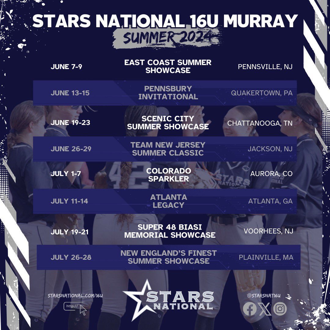 Our Summer 2024 Schedule is out, and we can’t wait to be back on the field together! ⭐️ starsnational.com/16u