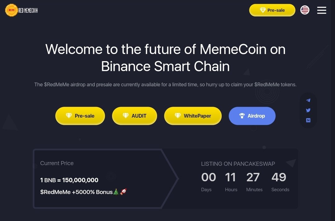 RedMemeCoin's tweet photo. RedMemeCoin Reaches Its Final Stage Before Listing On Pancakeswap
🔥End of pre-sale 10 hours
✅ Super Bonus 5000% 🚀🚀
💥Unique opportunity x100🤑

https://t.co/J6mq6RjpW0

#redmeme #Manta #pepe #Bonk #memecoin #listing #pancakeswap  #PresaleAlert #Solana #meme #BITCOIN #eth https://t.co/AN2QGNtRvp
