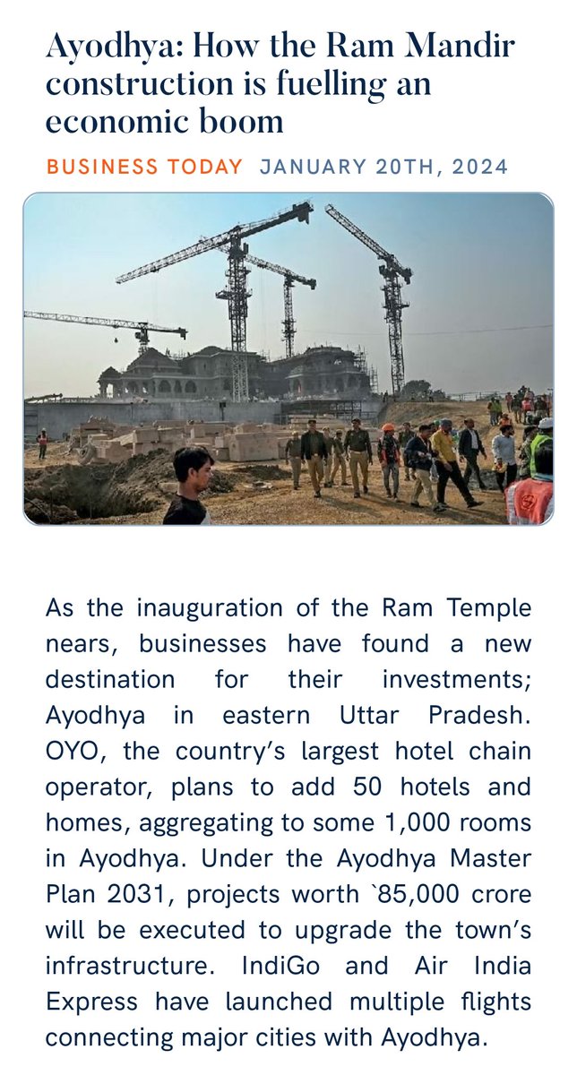 Ayodhya: How the Ram Mandir construction is fuelling an economic boom businesstoday.in/magazine/the-b… via NaMo App