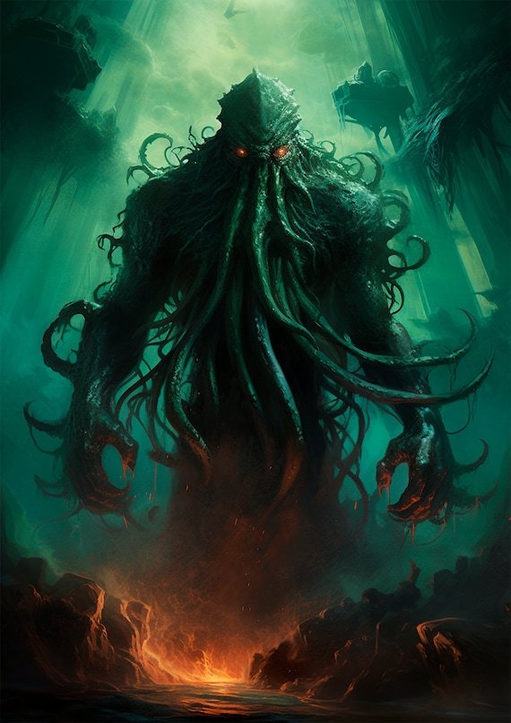 Tal fue la gloria del poderoso Dios Primigenio Cthulhu, que su oscuro culto se extendió por todas las esferas y planos de existencia del cosmos.