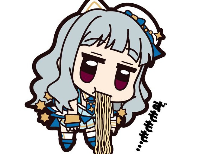 shijou takane 1girl solo noodles chibi hat grey hair simple background  illustration images