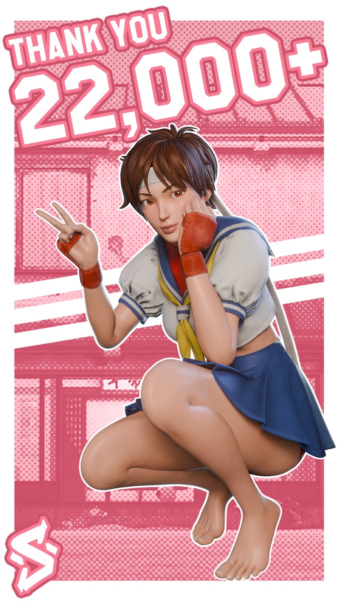 I just wanted to thank you all for over 22,000 followers here on this weird little site as you support whatever comes out of my weird little mind. Here's a small pin-up to show my appreciation to y'all, featuring one of my favourite girls of all time - Sakura Kasugano.