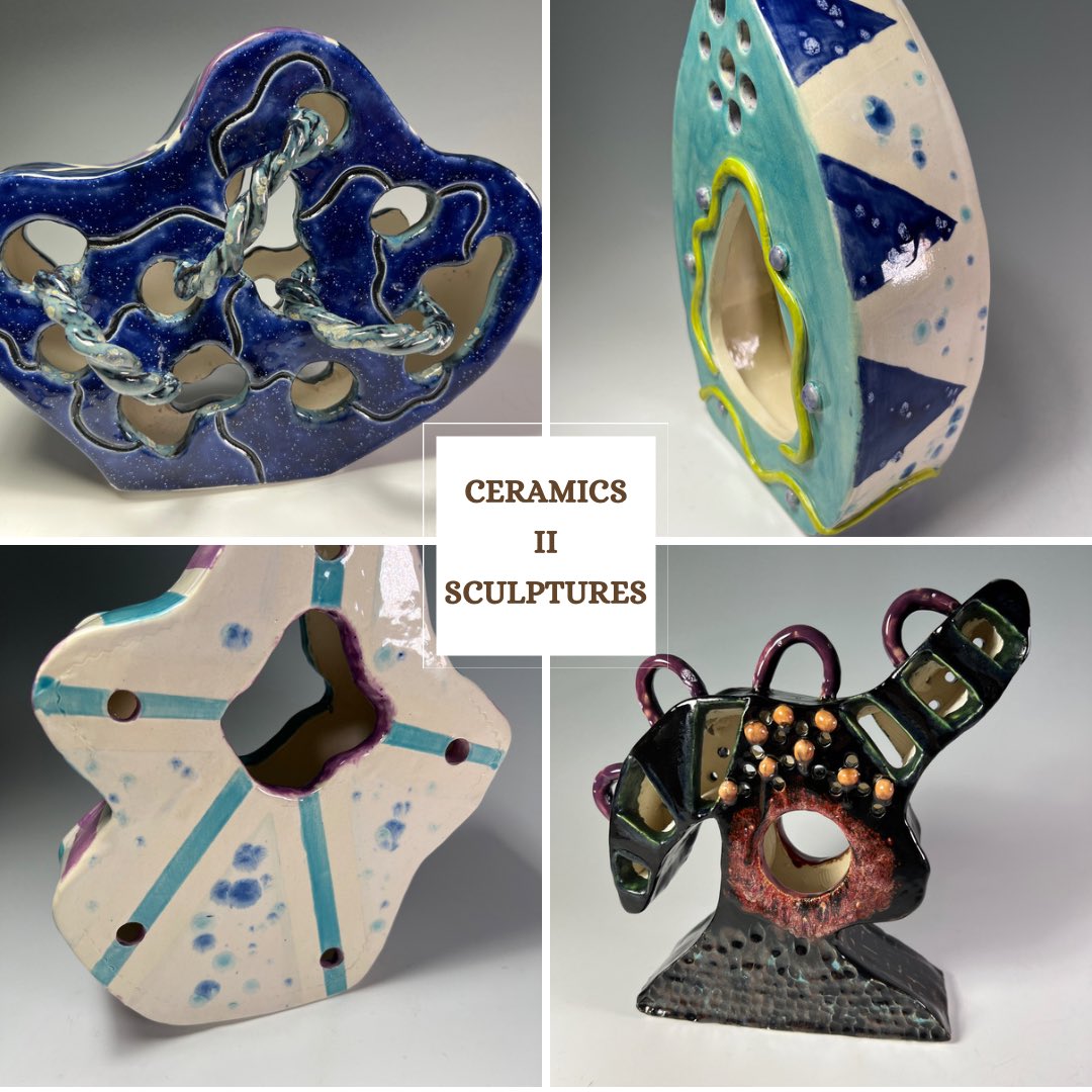 johnsonb_ms's tweet image. Examples of abstract sculptures from Ceramics II. This work is amazing ! I’m so thankful to have the best students working in the classroom. See you in Ceramics III… starts Monday! #ceramics #highschoolart #highschoolceramics