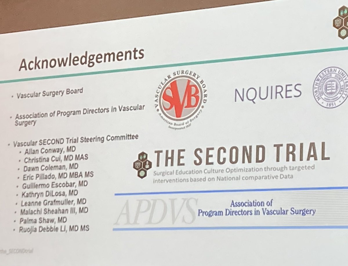 So proud of @NMSurgery @MaggieReilly24, @DukeVascular’s @christinalcui and our entire vascular @The_SECONDTrial steering committee - rounding out day 3 of #VESS24! Virtual engagement likely here to stay in some form, and opportunity to expand best practices.