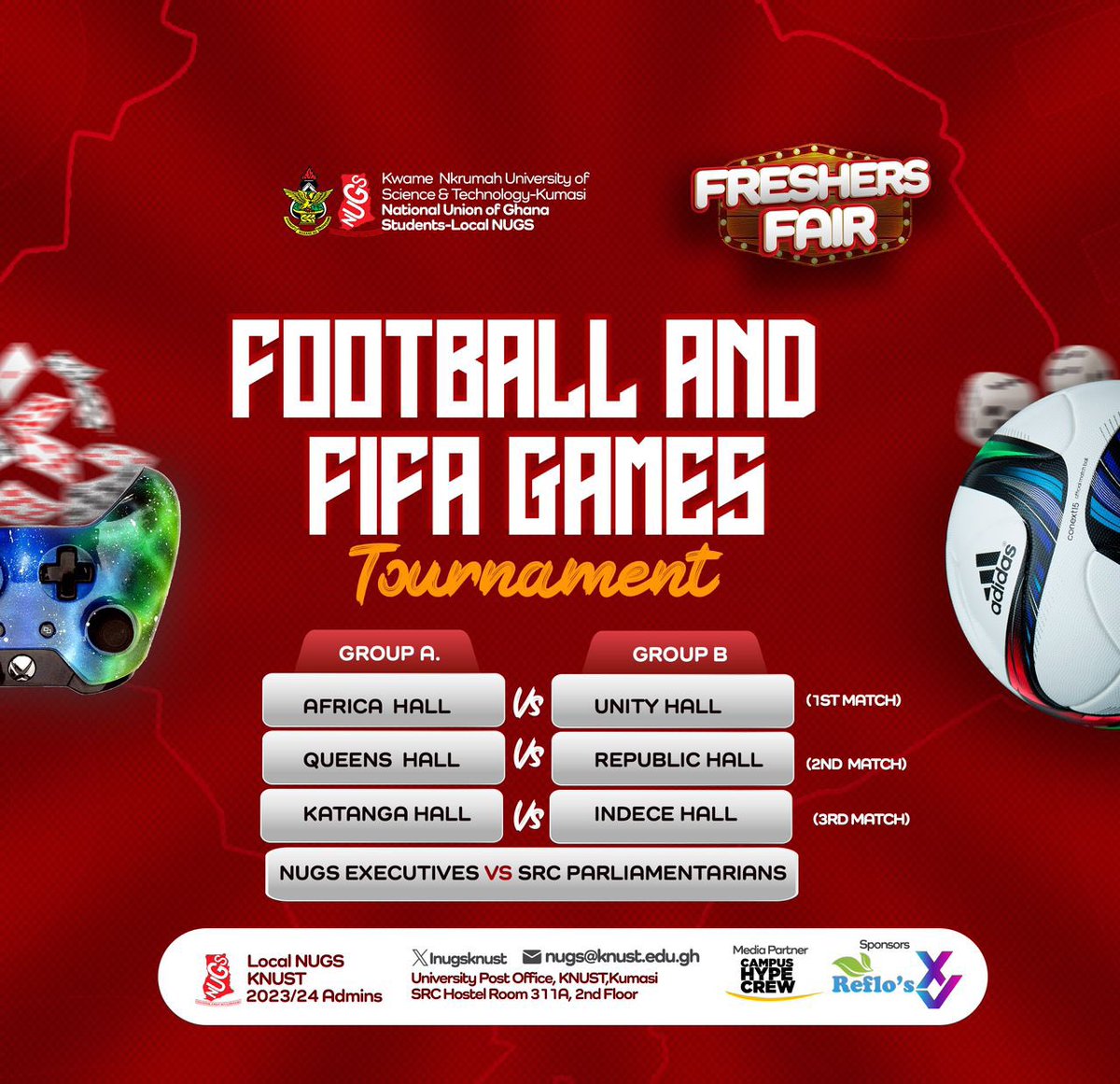 _b_agyemang's tweet photo. The moment we’ve all been waiting for! Witness the fierce competition as and @KatangaFellows clash with @IndeceHal_Knust  on the field.

#KNUSTFreshersFair
#PartyInThePark https://t.co/97EPjeCnhX