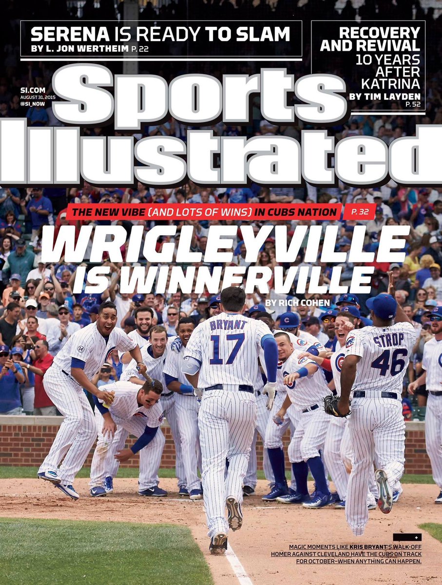 CubWin's tweet image. Sports Illustrated cover from August 31, 2015.