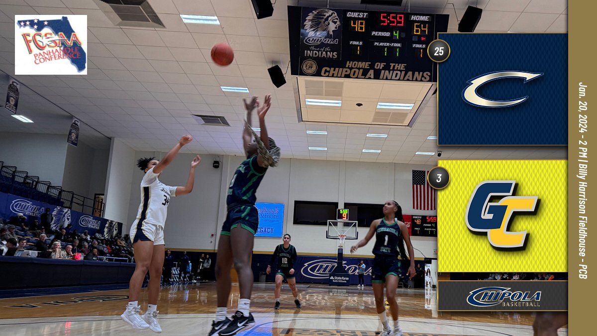 🏀GAMEDAY🏀
#25 Lady Indians (17-3, 1-1) head to the beach to take on the #3 Lady Commodores (16-1; 1-0) in Panhandle action this afternoon. 

🕑: 2 PM
📍: Billy Harrison Fieldhouse | Panama City
💻: commodoreproductions.com/live/