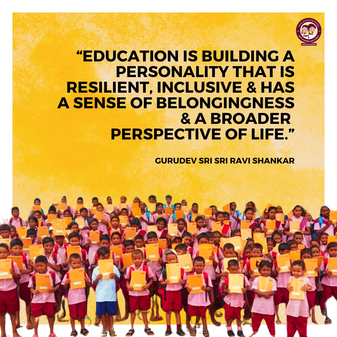 aolschools's tweet photo. Education is building a personality that is resilient, inclusive &amp; has a sense of belongingness &amp; a broader perspective of life.

Gurudev @SriSri 

Contribute at https://t.co/hfYJyGFrV4 @Bhanujgd #GiftASmile https://t.co/qmu5jEvO4E