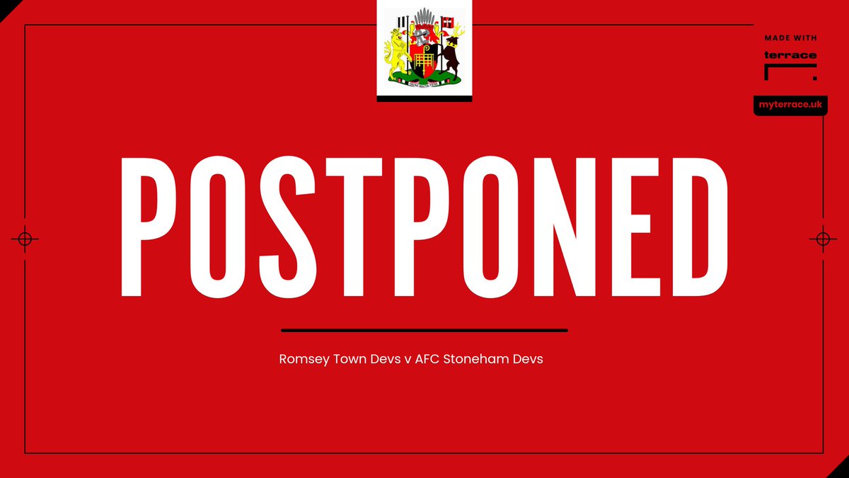 🚨 POSTPONED 🚨 Our Development home game vs @afc_stoneham has unfortunately been postponed, as the ground is still frozen solid. Our first team's game at Whitchurch is due a 12pm inspection. Check @Romseytownfc1 for updates.