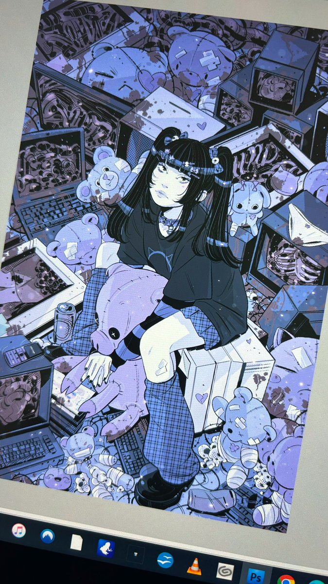 Maybe the best cover I've ever made 🥲🖤 
It reminds me of Perfect Blue… that movie will influence everything I write forever