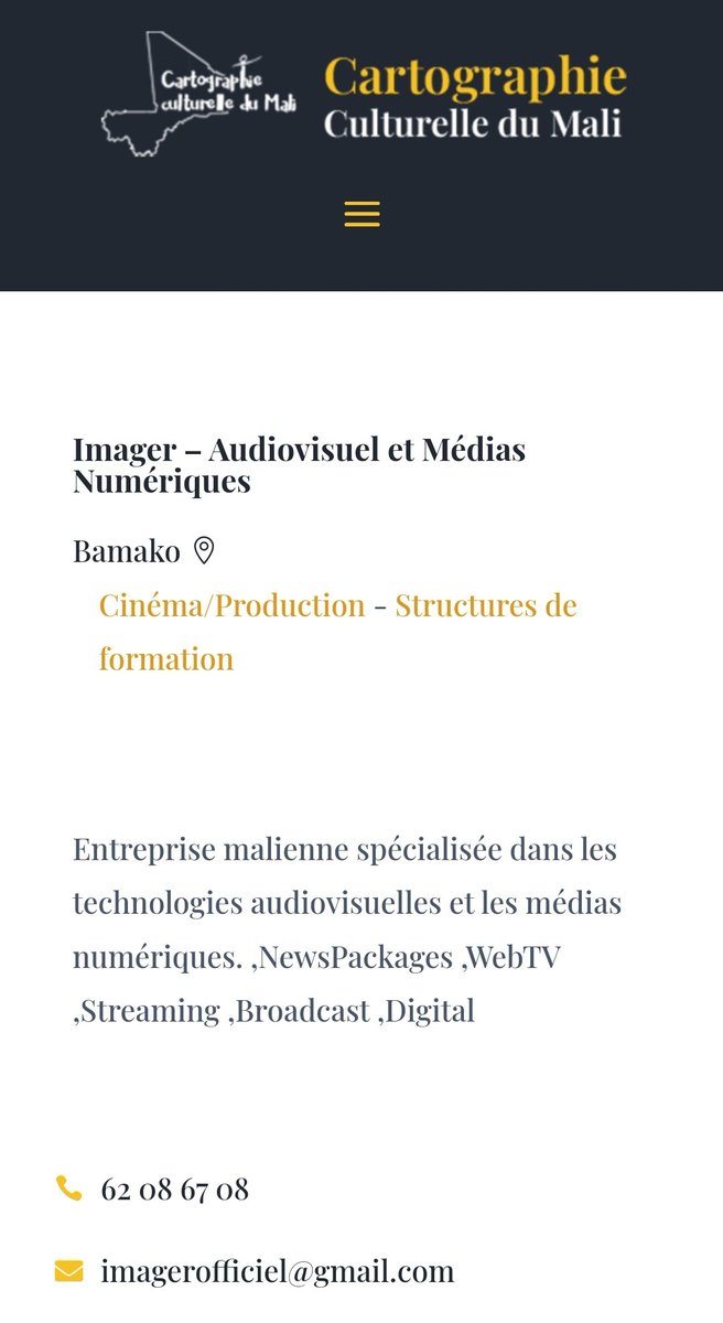 ImagerMali's tweet photo. 🥳 Nous faisons désormais partie de l'annuaire de la cartographie culturelle du #Mali !
▶️ https://t.co/hyXZpxspsm  

Le Festival sur le Niger à Ségou c'est du 30 Janvier au 04 Février 2024 ! https://t.co/jTRgihTtXk