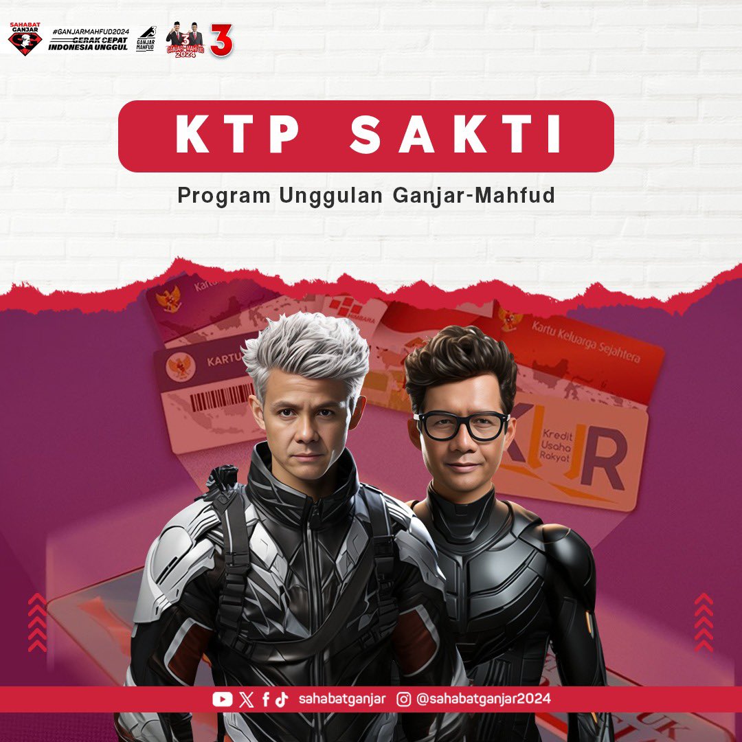 KTP Sakti dari Ganjar-Mahfud merupakan program simpilifikasi yang dilakukan untuk berbagai kebutuhan seperti pembagian bansos, layanan kesehatan, dana pendidikan, hingga subsidi pupuk.

Dari KTP Sakti ini, Ganjar-Mahfud berharap bahwa masyarakat