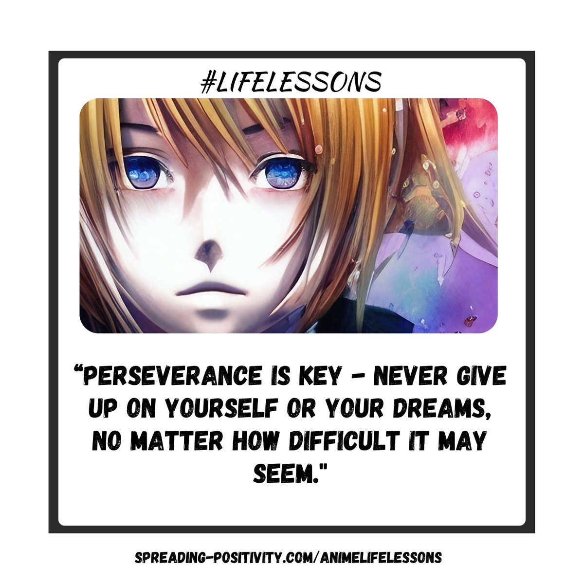 Our anime-inspired custom design reminds us that perseverance is the key to success.  🌟💪spreading-positivity.com/animelifelesso… 

#personaldevelopment #animesaying #animeinspired #selfimprovement #positivity #inclusivity #embracediversity #grittiness #callsforaction #mentalwellness