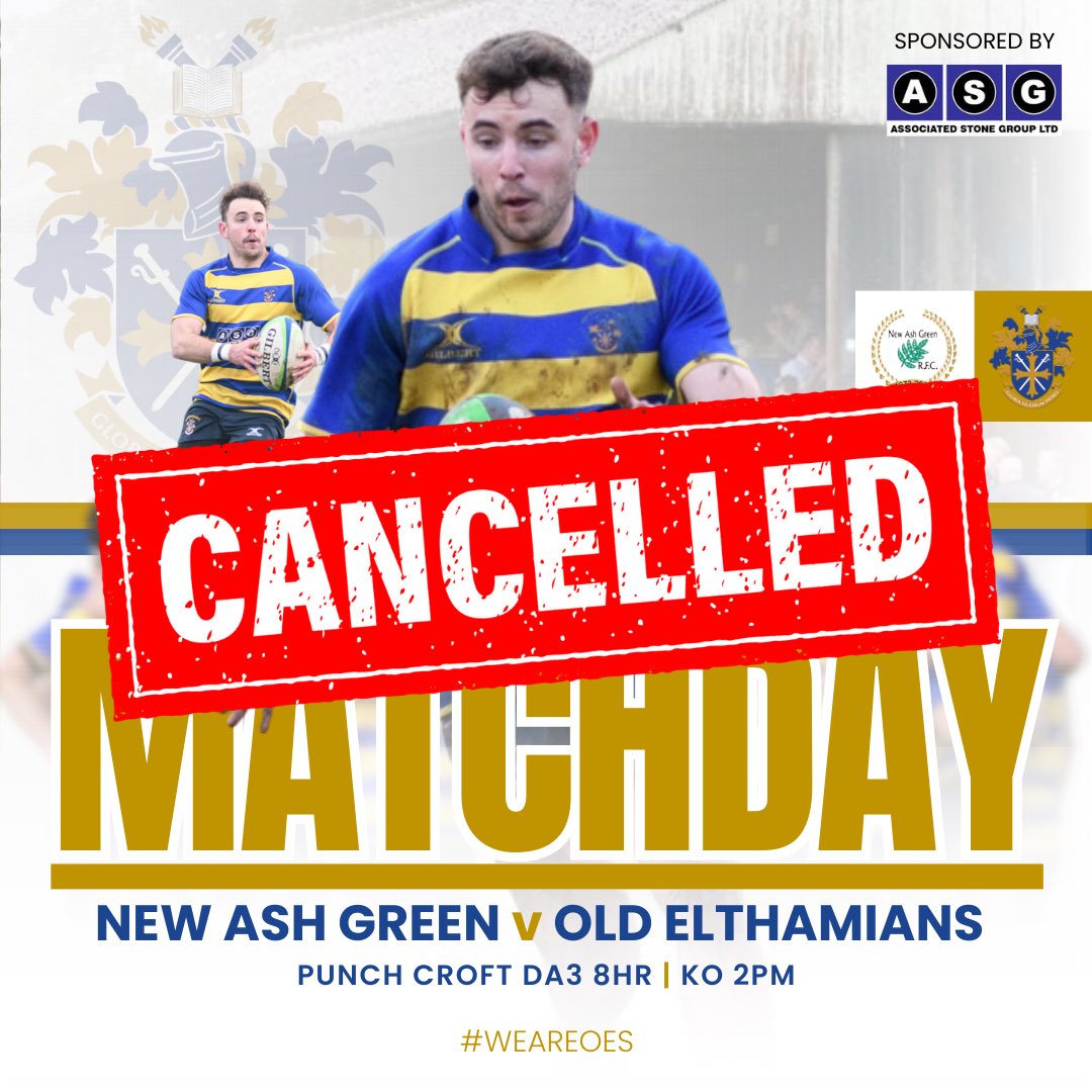 ❌ MATCH OFF ❌ Following an 11.15 pitch inspection at Punch Croft, this afternoon’s game is OFF - pitch frozen at one end. The match will now be played on 📆 February 10th. #weareoes #oesrugby #kentrugby #matchoff #elthamiansrfc