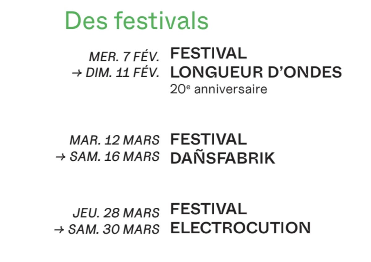 🚨 Les grands rendez-vous 2⃣0⃣2⃣4⃣ ➡ Les festivals Si la @regionbretagne est une terre de festivals, il n'y a aucune raison pour que #LeQuartz2024 ne déroge à la règle 😉 Jusqu'à mars, ce ne sont pas moins de 3 événements qui auront lieu au Quartz.