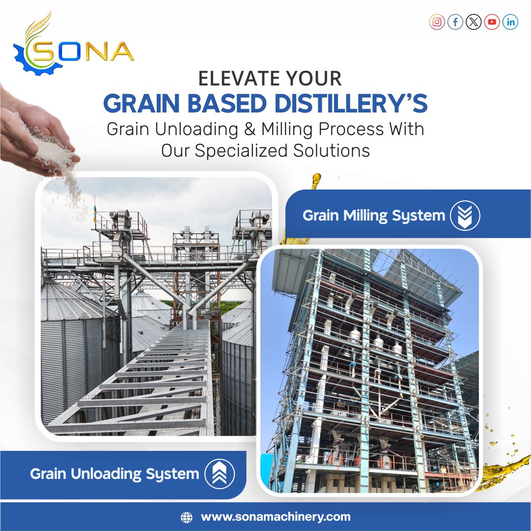 SonaMachinery's tweet image. Elevate your business with our cutting-edge Grain-Based Distillery Solution, optimizing Unloading and Milling sections for unparalleled efficiency and success.
To know more visit at tinyurl.com/y88u3pfh
#SonaMachinery #GrainBasedDistillery #DistillerySolutions #GrainProcessing