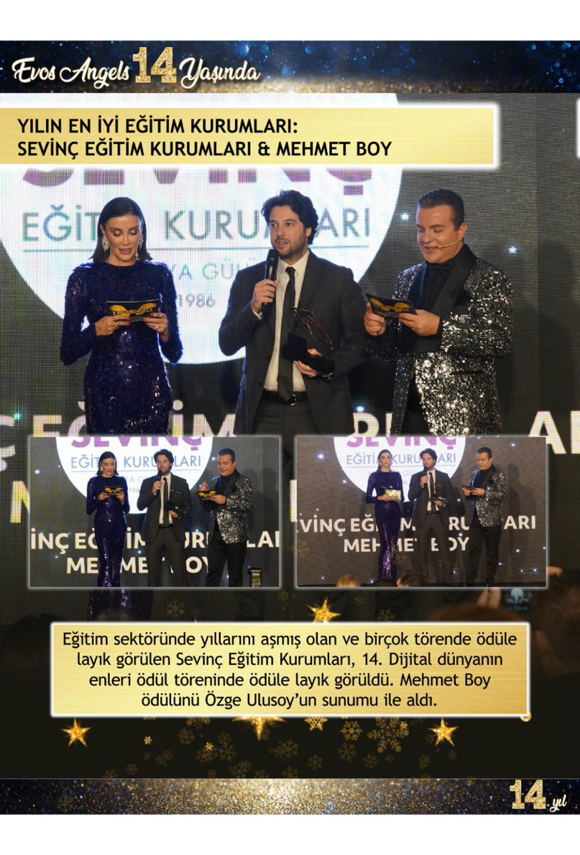 Türkiye'nin önde gelen dijital dergilerinden Evos Angels'ın düzenlediği, etkinlikte yaklaşık 1.500.000 kişinin oy kullandığı yarışmada, Sevinç Eğitim Kurumları büyük bir başarı elde ederek Yılın Eğitim Kurumları ödülüne layık görüldü.

#SevinçEğitimKurumları