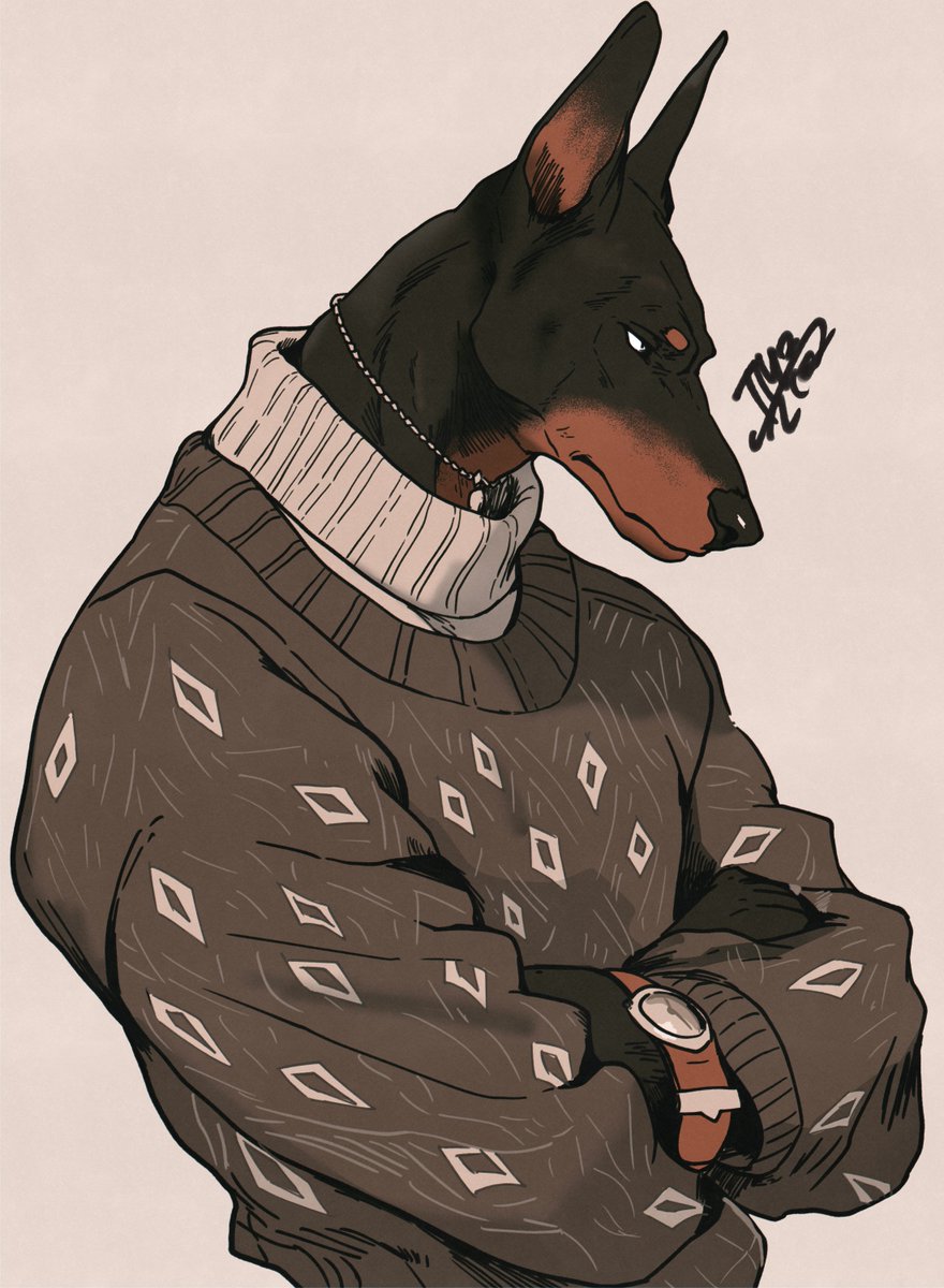 sweater watch furry male solo furry 1boy male focus  illustration images