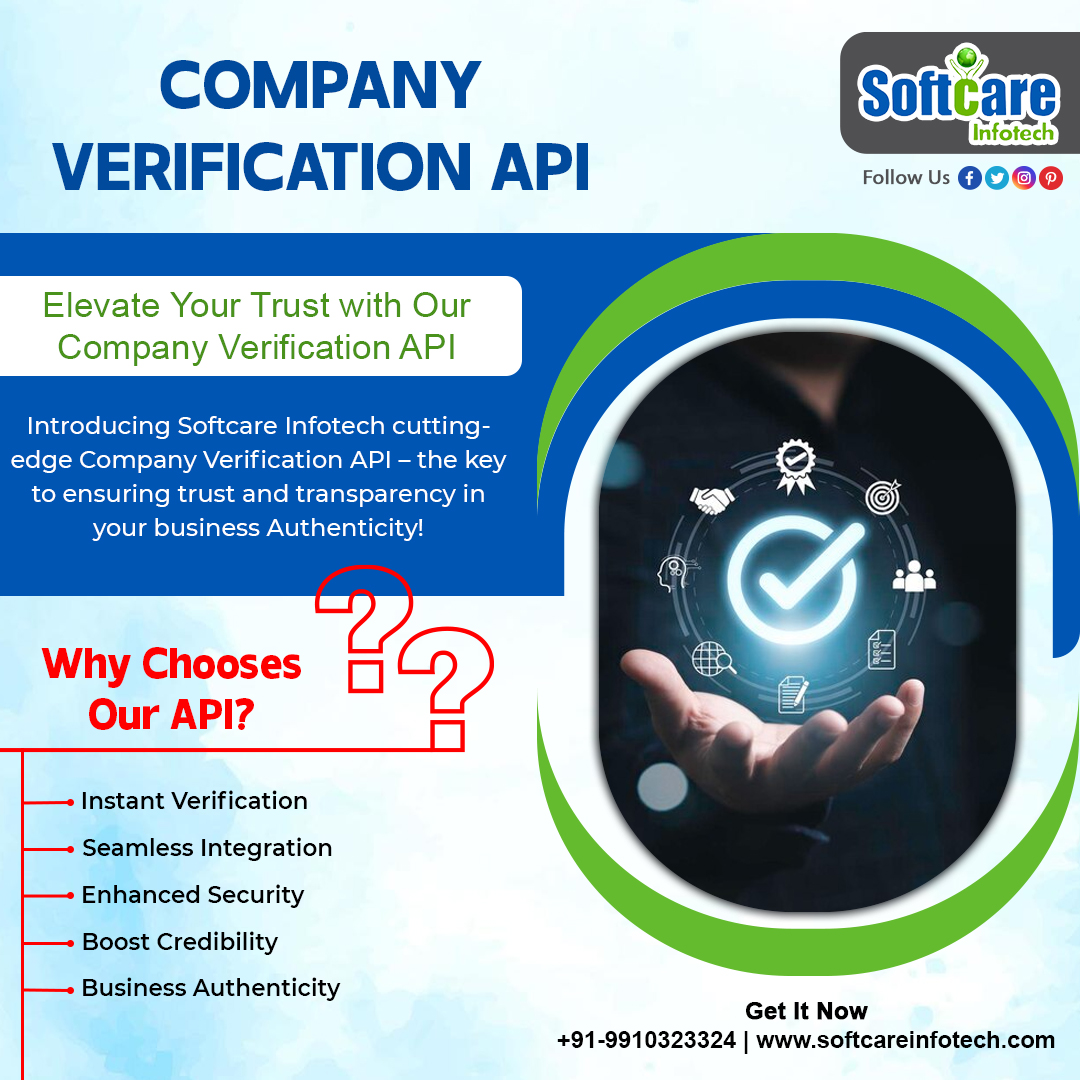softcareinfotec's tweet image. Get highly secured, fast, reliable and best Company Verification API with Softcare Infotech
Book Free Demo Call -+91-9910323324
Visit Here -: buff.ly/3i0LXMC
#verificationapi #verificationservices #CompanyVerification #companyverificationapi