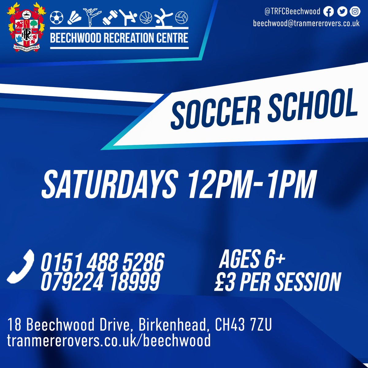 ⚽️ Come and join us at Soccer School today from 12pm-1pm for kids aged 6+, at just £3 per session! #TRFC #SWA