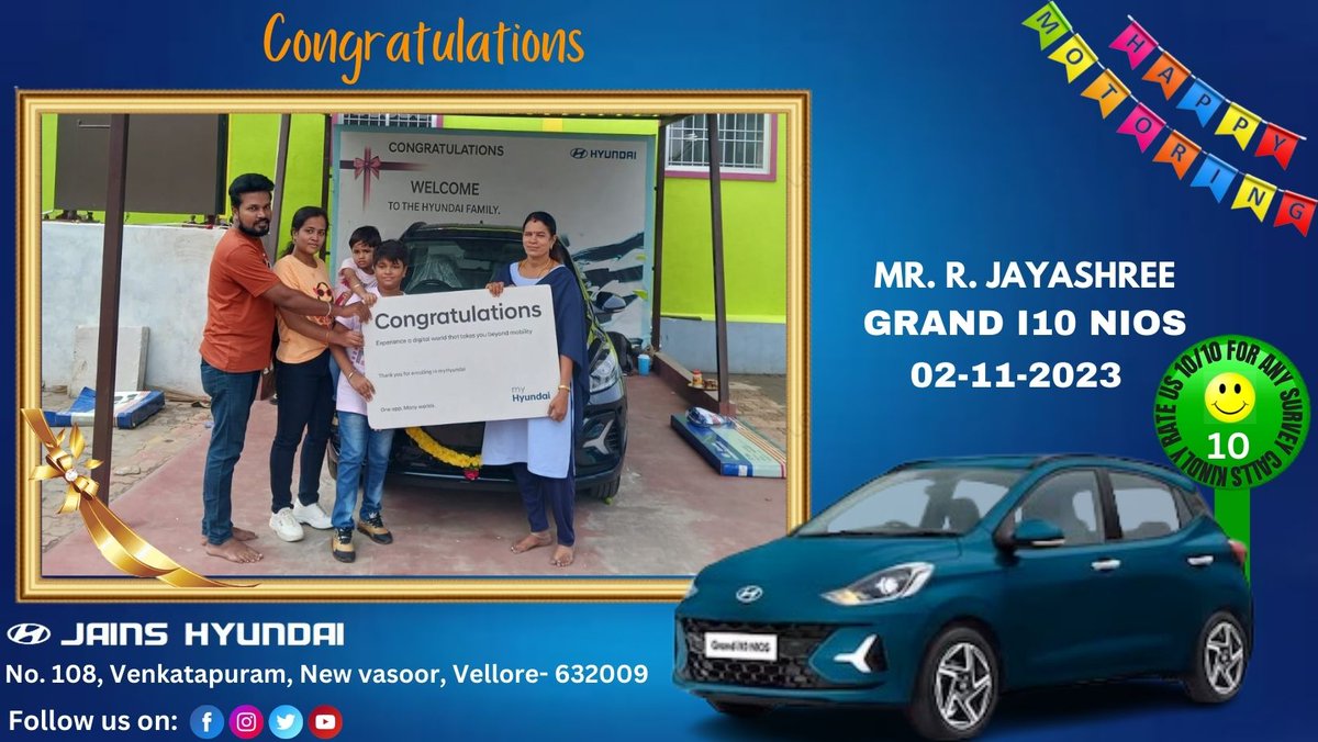 Grand i10 NIOS Vehicle delivery
#vehicledelivery #jainshyundaivellore #jainshyundai
#grandi10NIOS #I10NIOS #NIOSCNG #Hyundaigrandi10nios #newgrandi10nios #hyundai #ilovehyundai #myhyundai #hyundai2023 #hyundaimotorslimited
New Car Enquiry
form.gle/bzPqP9TTQnyvfy…